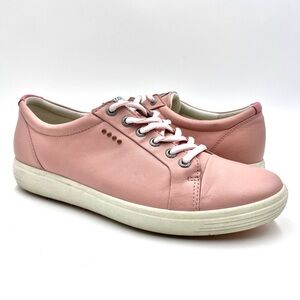Ecco Causal Women Spikeless Golf Shoe Pink Leather Size 9 Wide EU 40